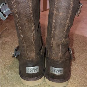 New Womens UGG Kensington Sheepskin Motorcycle Buckle Boot Winter Brown